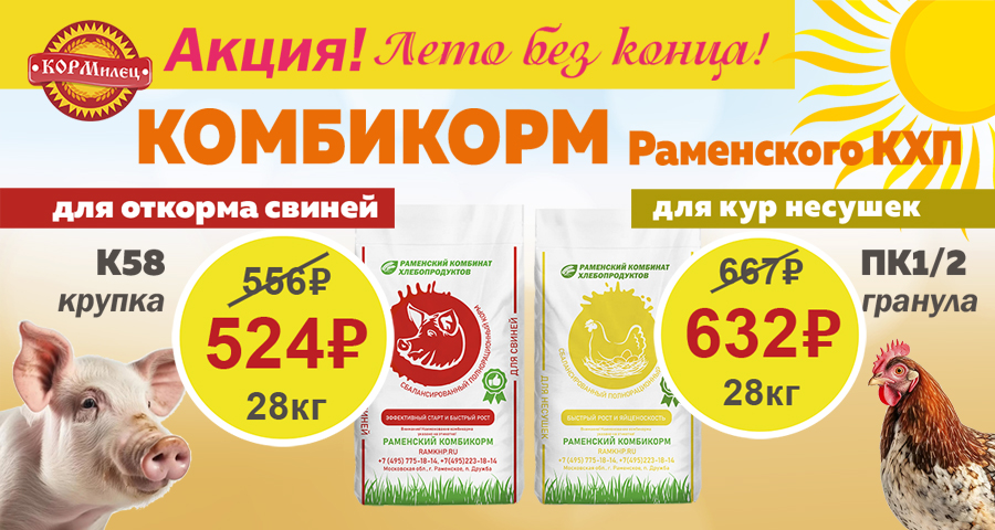Лето без конца! Раменский комбикорм со скидкой!