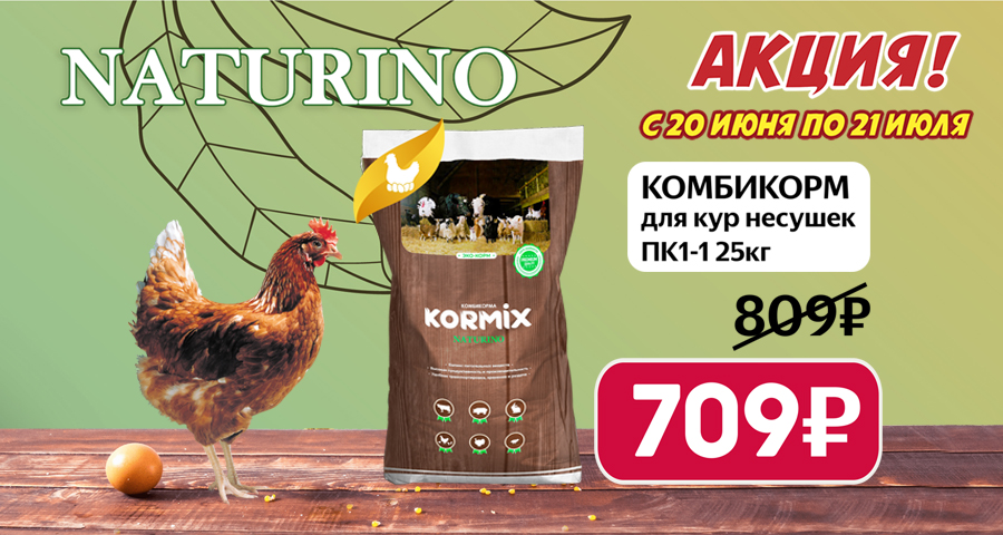 Акция! Комбикорм Натурина для кур несушек по сниженной цене!