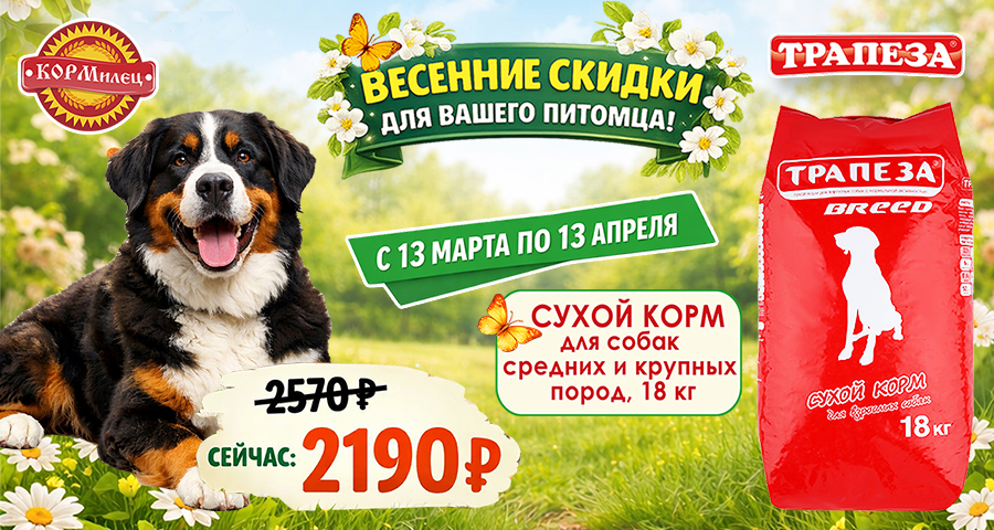 Весенние скидки для вашего питомца!