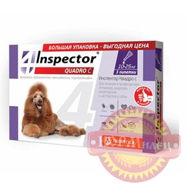 Капли от паразитов д/собак 10-25кг Инспектор Квадро (ЧЗ) арт.28621